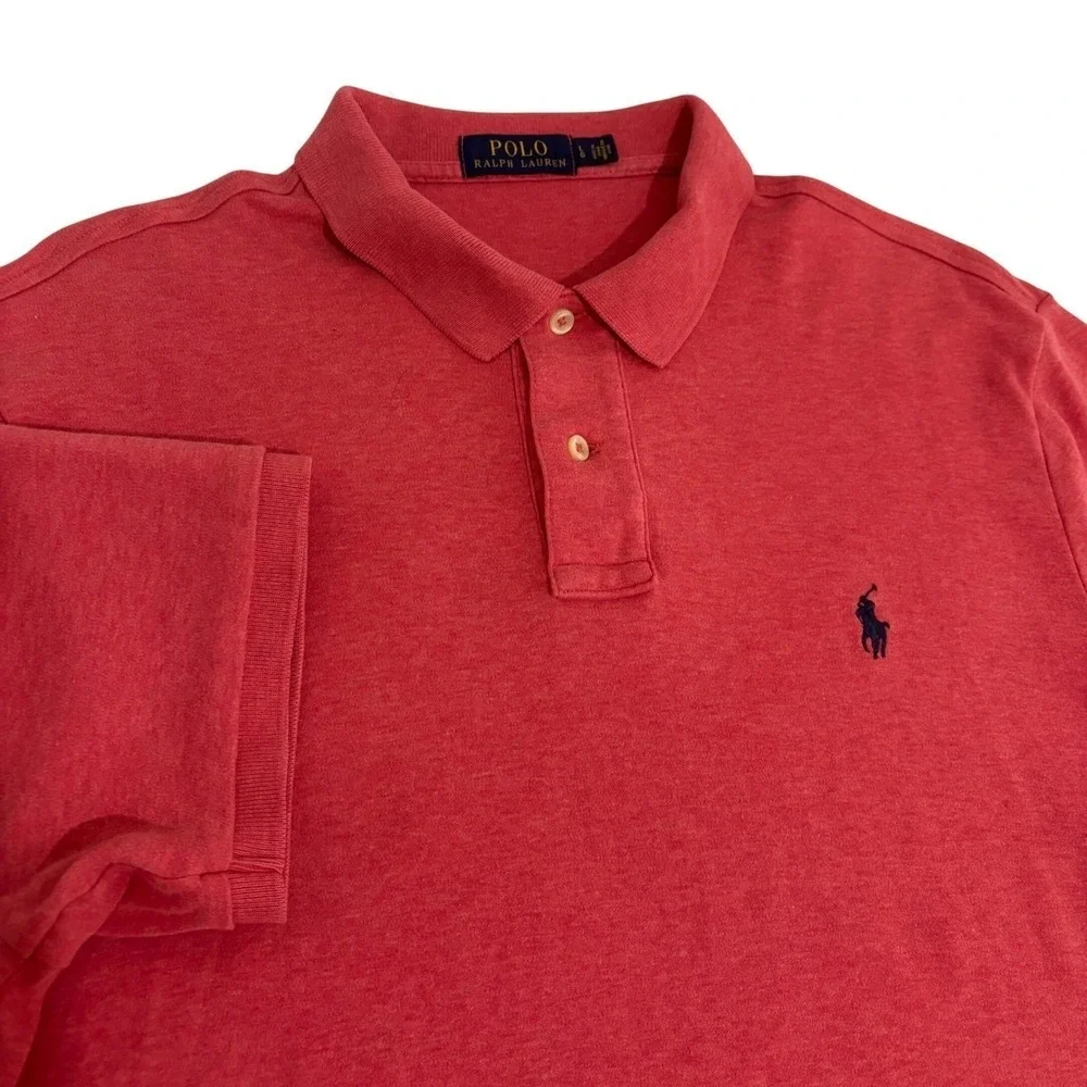 Polo Ralph Lauren Polo Shirt Mens L Red Heathered Short Sleeve Pony Logo